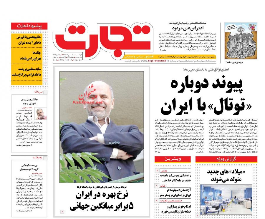 صفحه نخست روزنامه‌های اقتصادی ۸ خرداد ۹۶