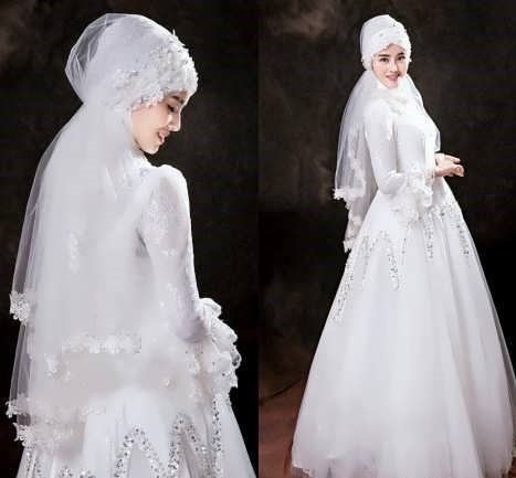 مدل لباس عروس با کلاه و با حجاب