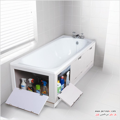 حمام و سرویس بهداشتی کوچک و کاربرد کابینت و شلف های پنهان حمام و سرویس بهداشتی کوچک و کاربرد کابینت و شلف های پنهان