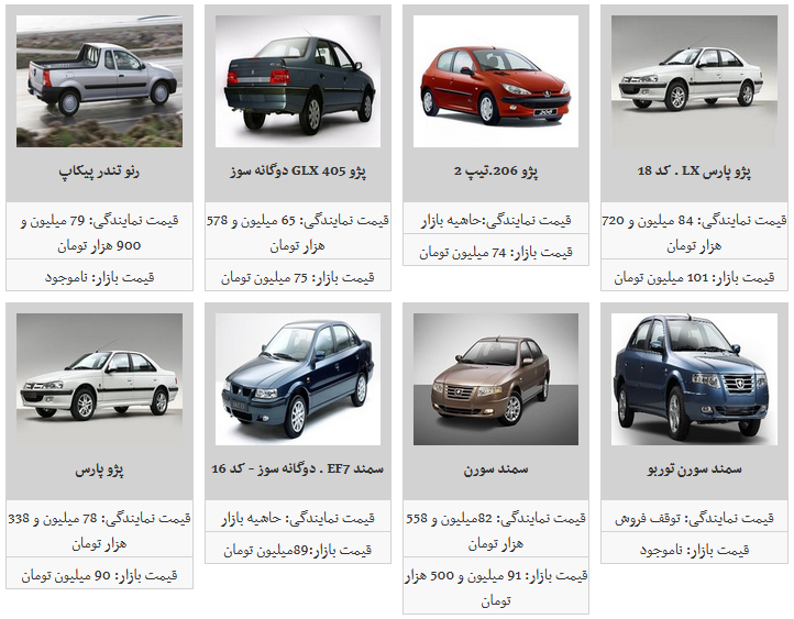 قیمت خودروهای ایران خودرو شنبه ۱۳۹۸/۰۶/۳۰
