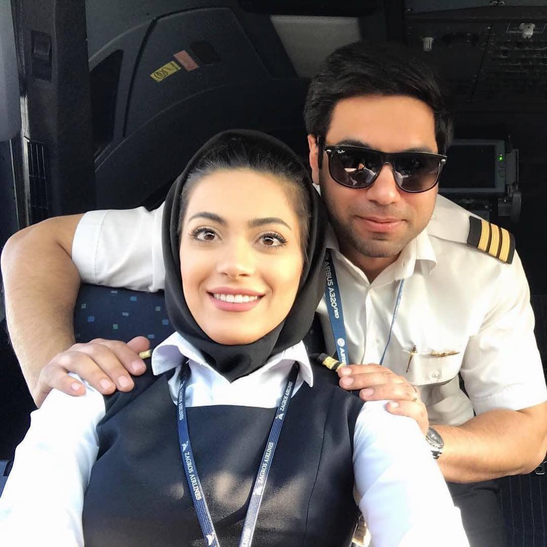 نخستین بانوی خلبان ایرانی در کنار شوهرش + عکس