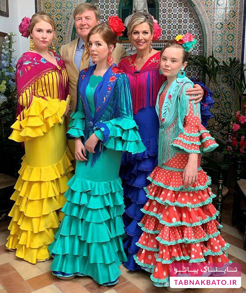دختران پادشاه هلند در لباس‌های رنگی اسپانیایی +تصاویر