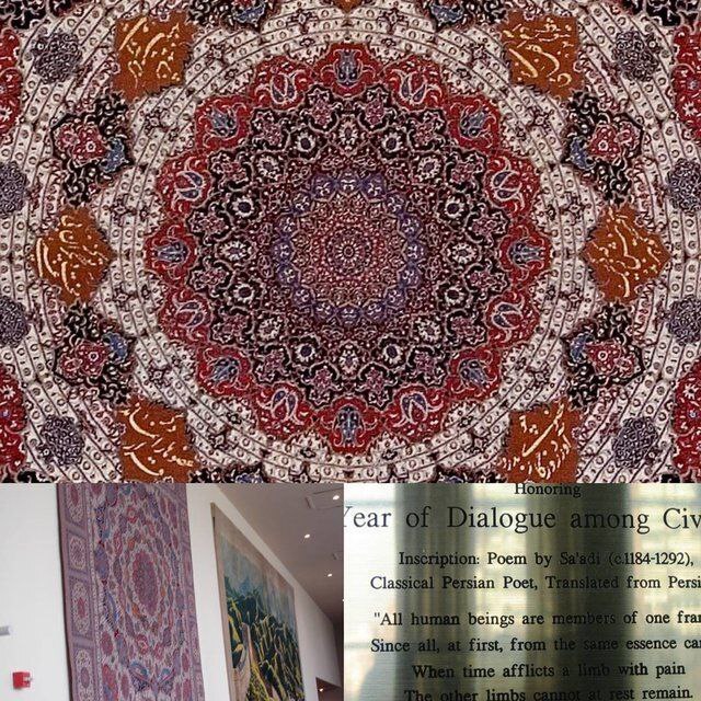 بافت زرین شعر پر مفهوم فارسی در سازمان ملل+ عکس