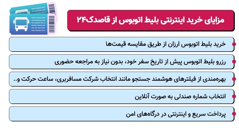 مزایای خرید آنلاین بلیط اتوبوس از قاصدک 24