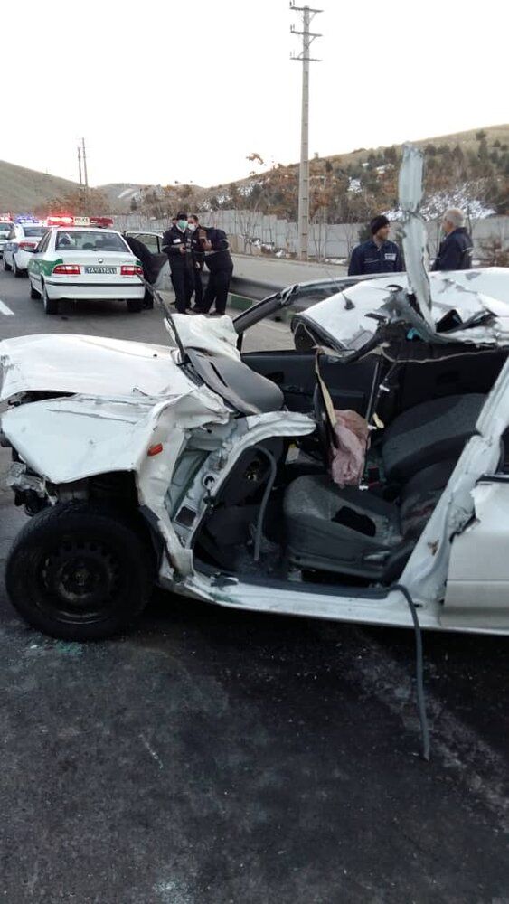 تصادف مرگبار پراید و کامیون در تهران + عکس