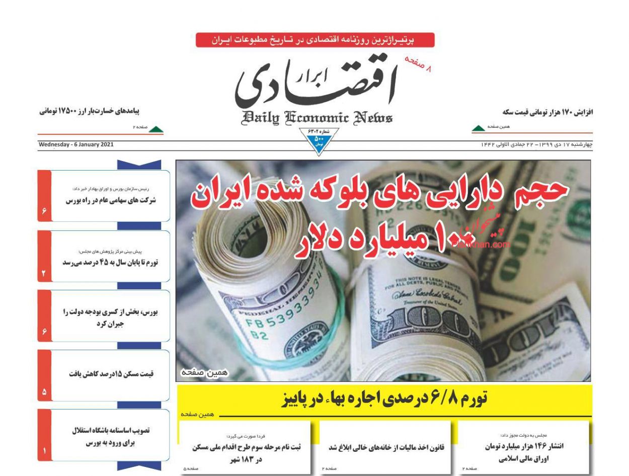 صفحه نخست روزنامه‌های چهارشنبه ۱۷ دی ماه + عکس