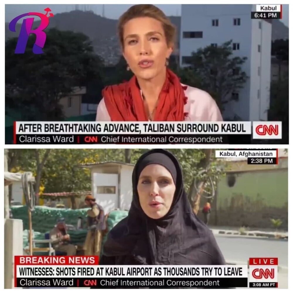 تصویری جالب از گزارشگر زن CNN در افغانستان قبل و بعد از حضور طالبان! + عکس