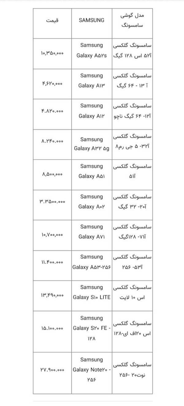 قیمت موبایل